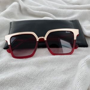 QUAY Matte Red w/ Gold Trimmed Sunglasses